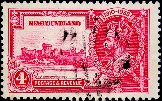 Ньюфаундленд 1935 год . Виндзорский замок и король Георг V , 4 с . Каталог 2,60 €.
